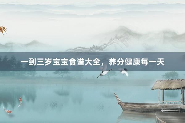 一到三岁宝宝食谱大全，养分健康每一天